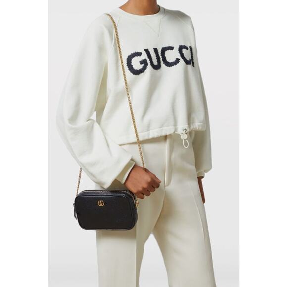 NEW! GUCCI BLACK MARMONT LEATHER CROSSBODY CHAIN BAG PURSE AUTHENTIC! - Picture 8 of 15